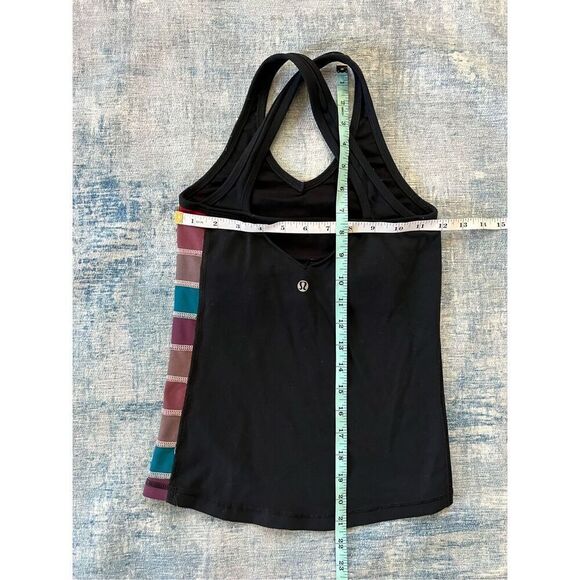 Lululemon Black Tan Mauve Blue Color Block Stripe Shape Tank Size 4 - Picture 6 of 7